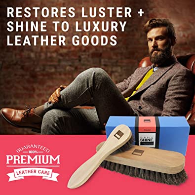 Simple Shine | Premium Horsehair Shoe Shine Brush and Polish Applicator Set 