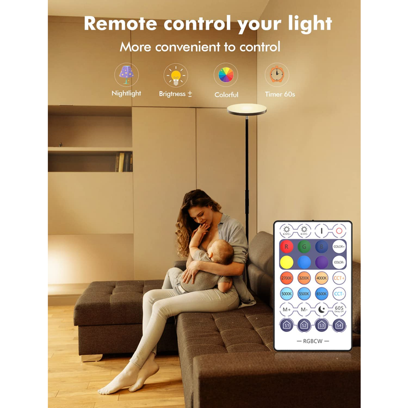 YHW Smart RGB Floor Lamp Works with Alexa