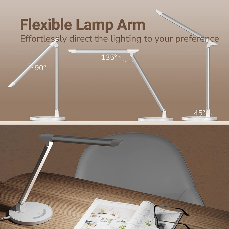 Soysout LED Desk Lamp Eye-Caring Table Lamp with USB Charging
