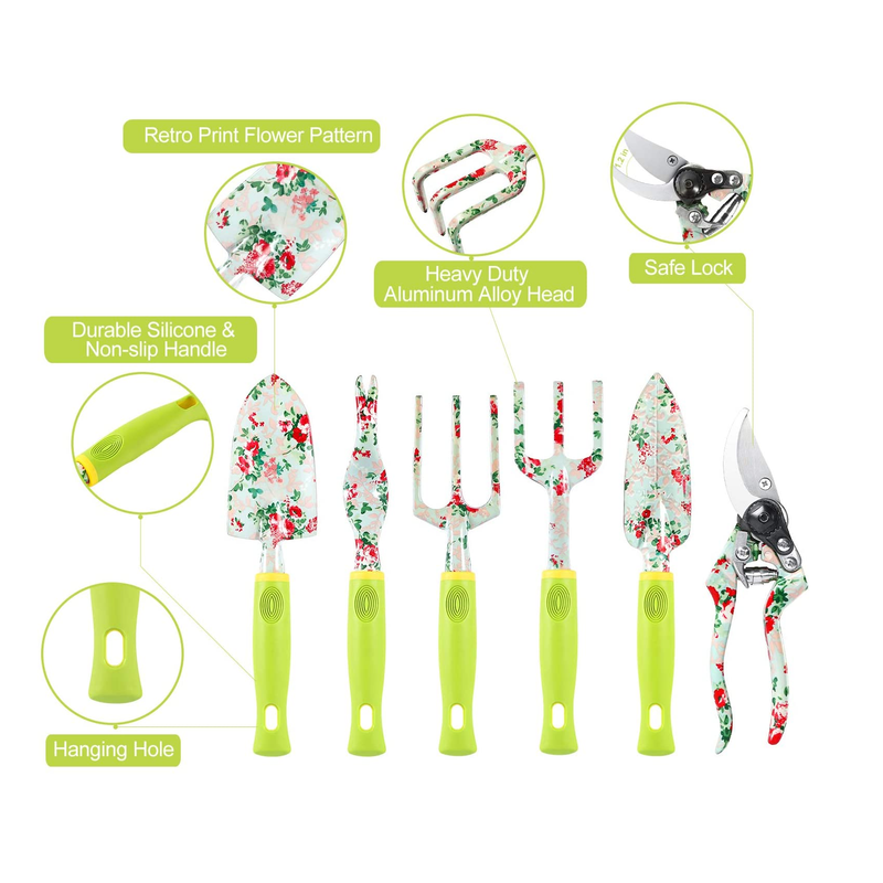 Sukki Gardening Tool Set | 13 Pieces Floral Print Garden