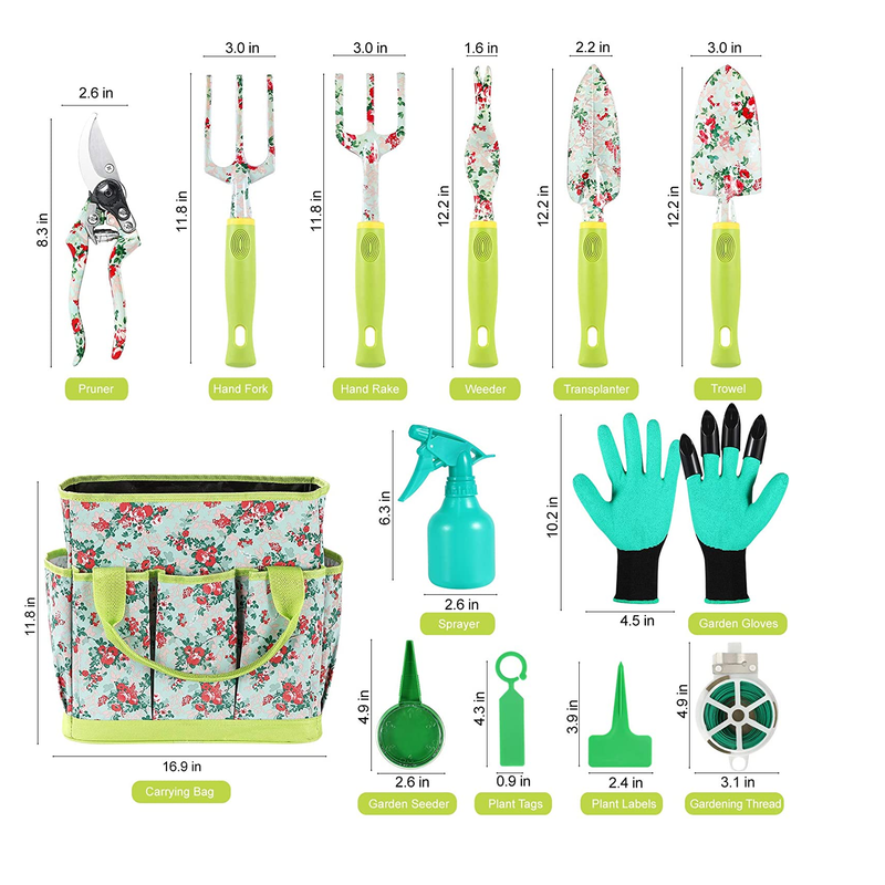 Sukki Gardening Tool Set | 13 Pieces Floral Print Garden