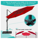 Sunnyglade 11FT Cantilever Patio Umbrella Round Deluxe Offset Umbrella 360 Rotation