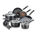 T-fal Signature Nonstick Dishwasher Safe Cookware Set| 12-Piece Color Black