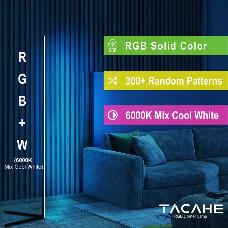 TACAHE Corner Floor Lamp | RGB Color Changing Ambient Lighting