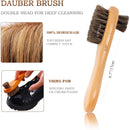 TAKAVU Shoe Shine Kit | 100% Soft Horsehair Bristles Brush | Polish Applicator | Crepe Suede Shoes Brush | Microfiber Buffing Cloth for Shoes |  Leather