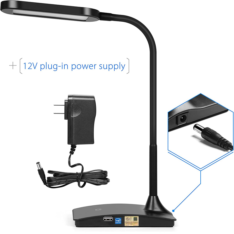 TW Lighting IVY20-40BK Ivy LED Desk Lamp with USB Port for Home Office