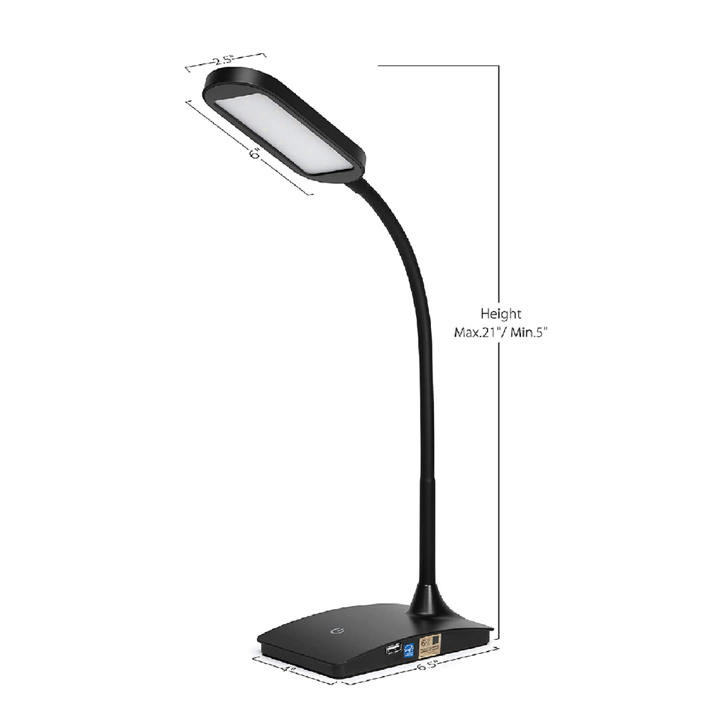 TW Lighting IVY20 40BK Ivy LED Desk Lamp with USB Port for Home Office