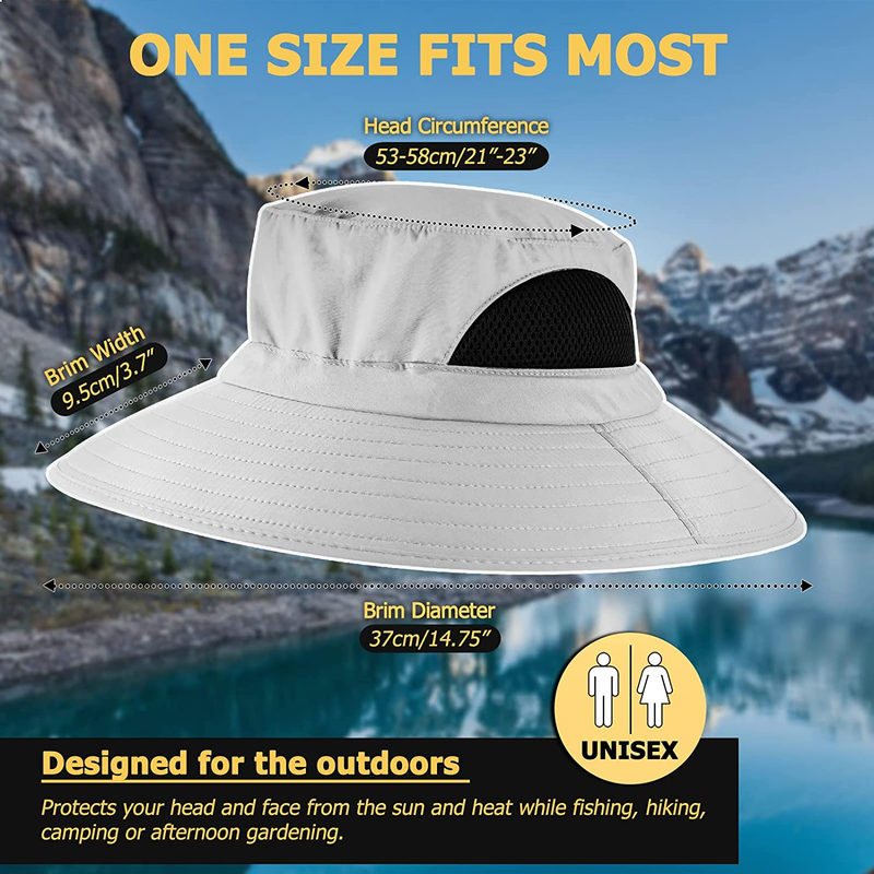 ordenado Waterproof Sun Hat Outdoor UV Protection Bucket Mesh Boonie Hat Fishing