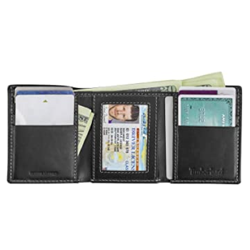 Timberland Men's Leather Trifold Wallet with ID Window