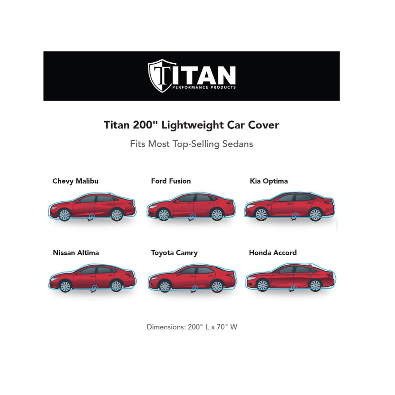 Titan Lightweight 210T Polyester Car Cover for Sedans 186 202