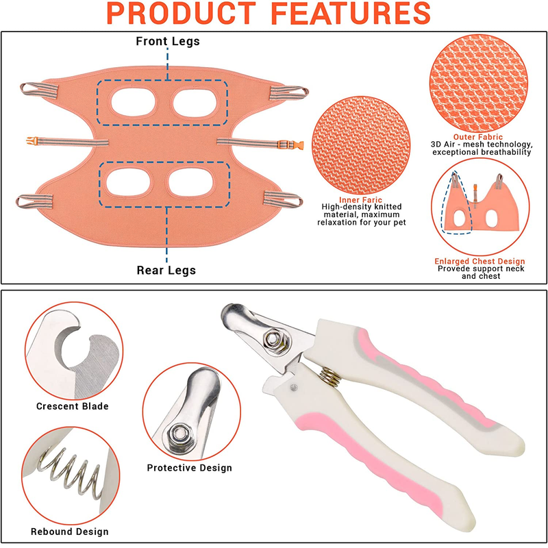 Tru Prodkts Dog Grooming Hammock Puppy Grooming Kit for Fur