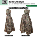 USGI Industries Military Style Poncho | Rip Stop Multi-Use Camouflage Rain Cover