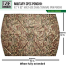 USGI Industries Military Style Poncho | Rip Stop Multi-Use Camouflage Rain Cover