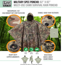 USGI Industries Military Style Poncho | Rip Stop Multi-Use Camouflage Rain Cover