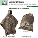 USGI Industries Military Style Poncho | Rip Stop Multi-Use Camouflage Rain Cover