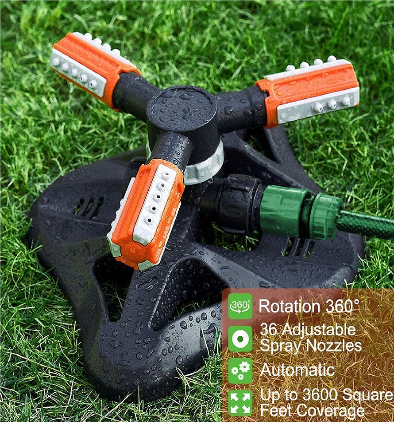 WOVUU Lawn Sprinkler | Automatic Rotating Irrigation Water Sprinkler