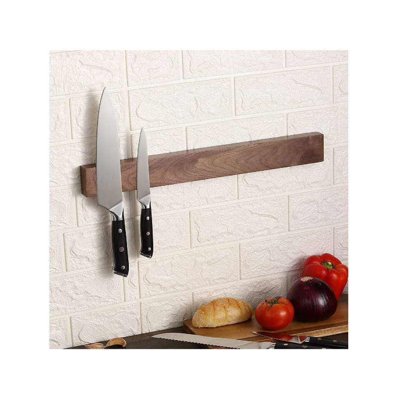 Wall Mounted Walnut Magnetic Knife Rack | Powerful Wooden Magnetic Strip