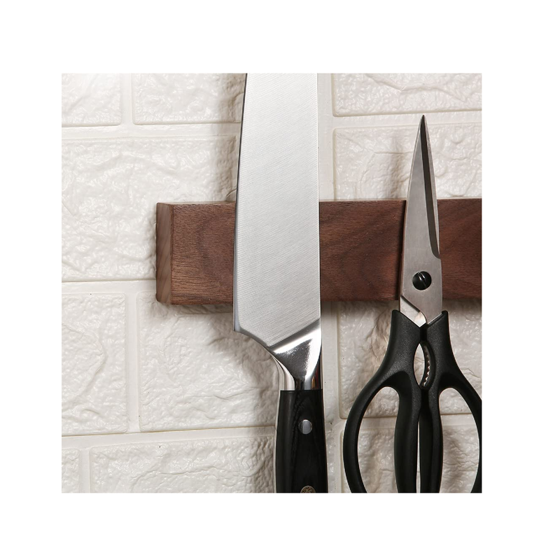 Wall Mounted Walnut Magnetic Knife Rack | Powerful Wooden Magnetic Strip