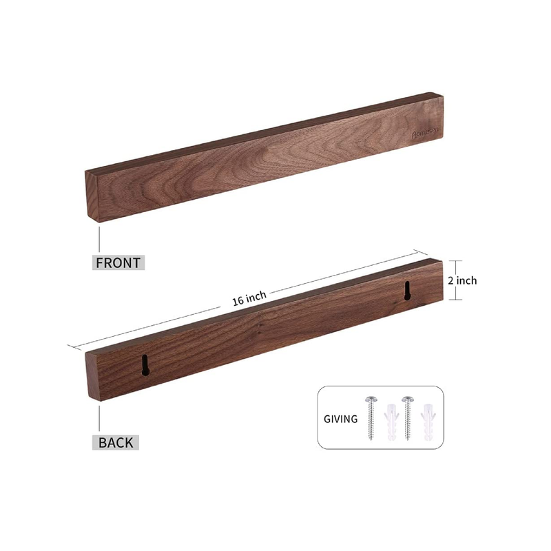 Wall Mounted Walnut Magnetic Knife Rack | Powerful Wooden Magnetic Strip