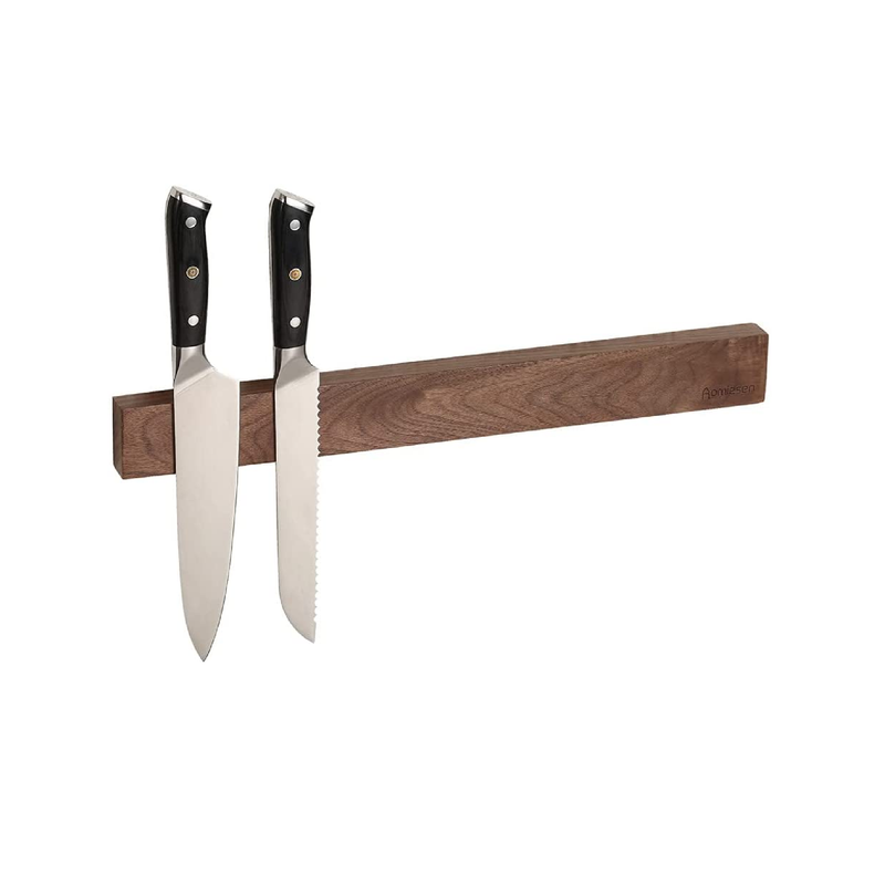 Wall Mounted Walnut Magnetic Knife Rack | Powerful Wooden Magnetic Strip