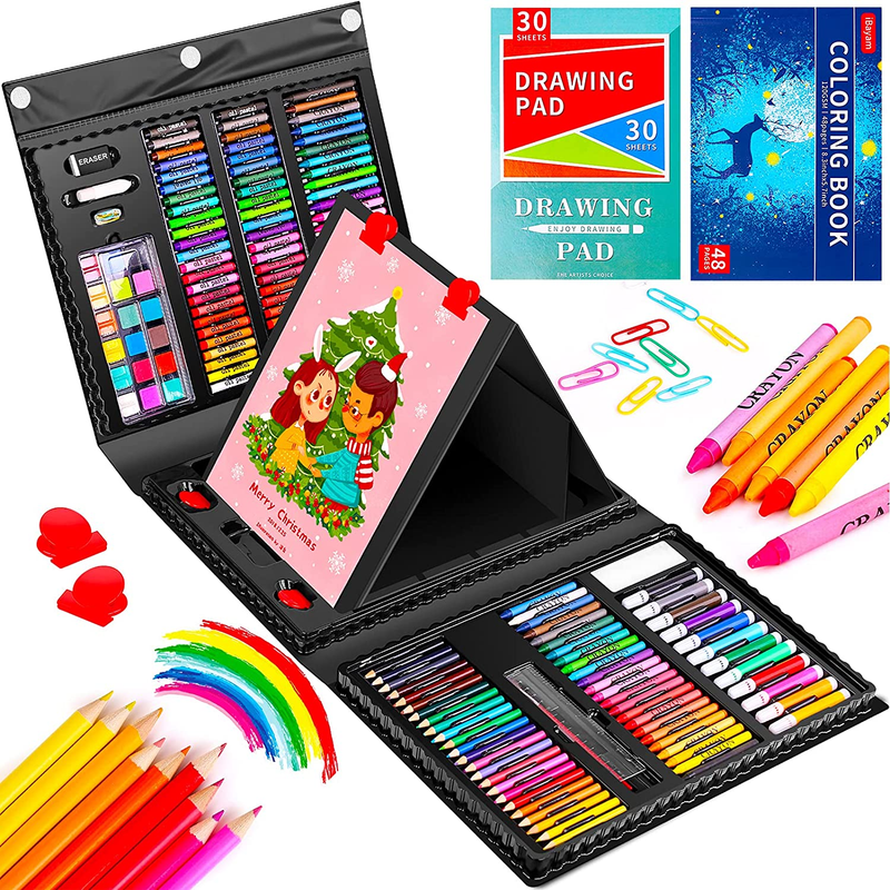 Art Supplies, 151 Piece Drawing Art kit, Child Gifts Art Set Case with  Double Sided Trifold Easel, Includes Oil Pastels, Crayons, Colored Pencils,  Watercolor Cakes, Sketch Pad (PINK) - Walmart.com