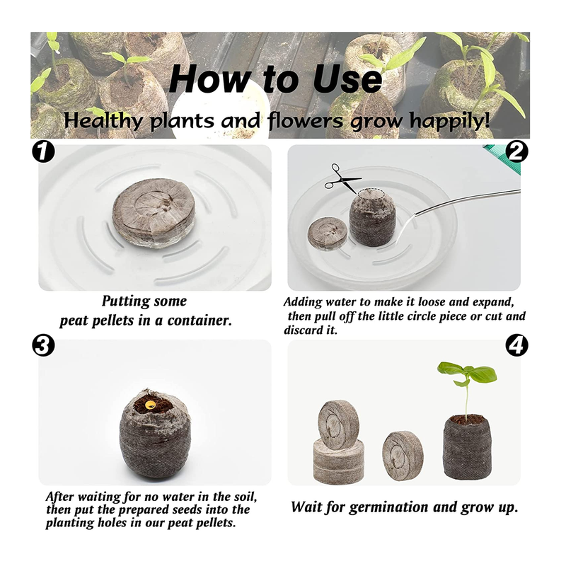 pellets for planting seeds ZeeDix 100 Pcs (30mm) Peat Pellet Fiber Soil Plant Seed Starters