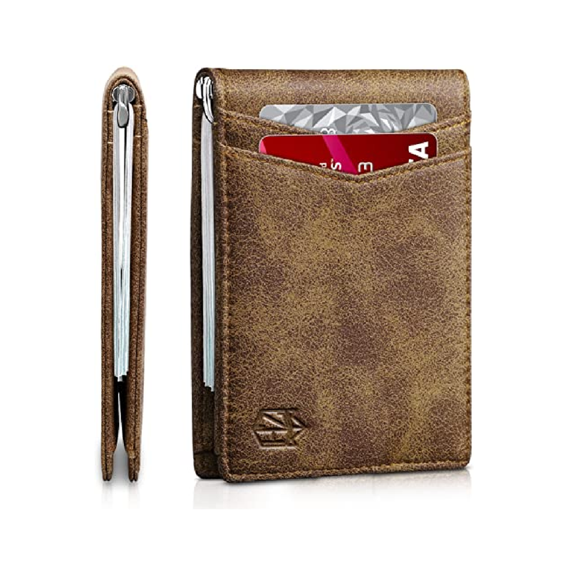 Zitahli Slim Men's Wallet With Money Clip - RFID Blocking Minimalist Front Pocket Wallet