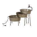 Glitzhome GH10776 Outdoor 3-Tier Metal Garden Tools Faucet Water Fountain 30" L