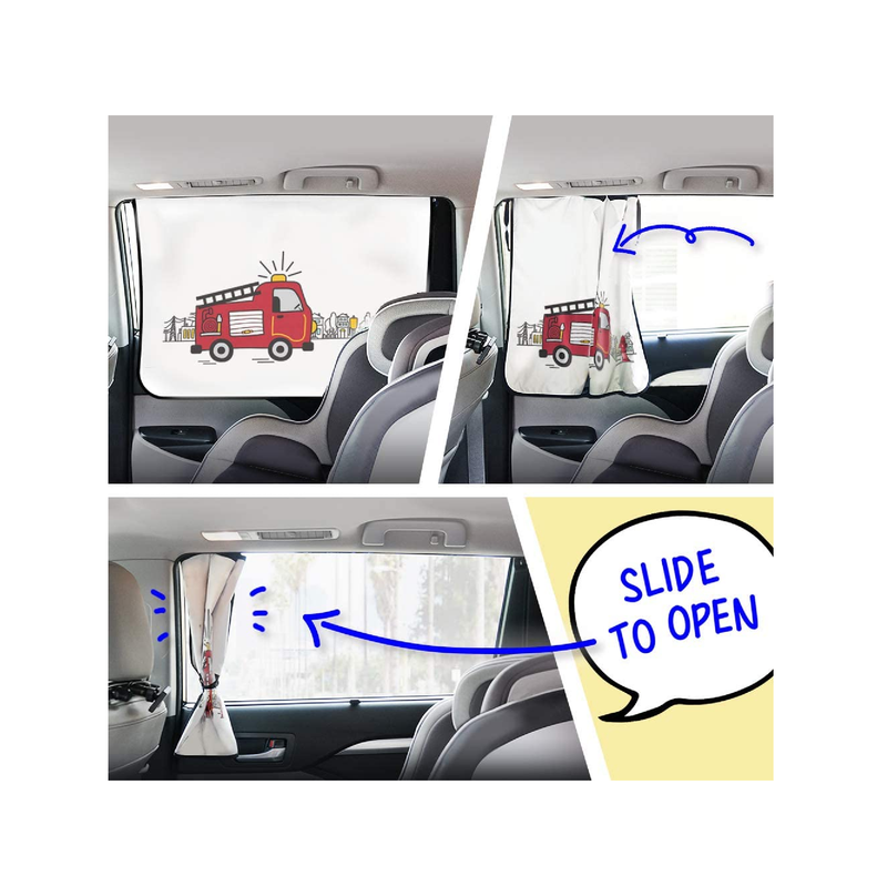 ggomaART Car Side Window Sunshade |  Magnetic Curtain Fire Truck