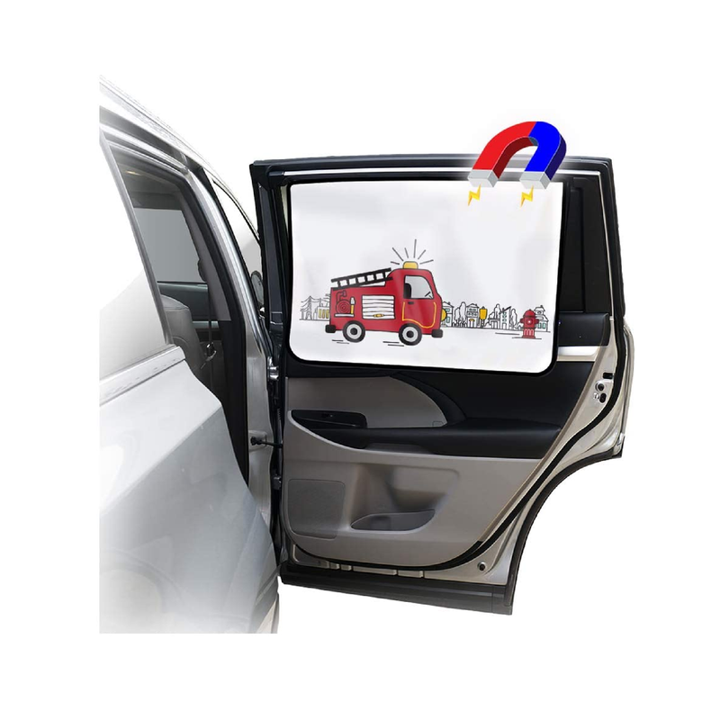 ggomaART Car Side Window Sunshade |  Magnetic Curtain Fire Truck